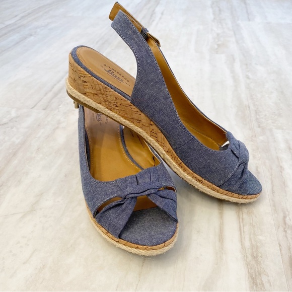 Bass Christy Denim Wedges Sandals Size 6.5 - Picture 6 of 13